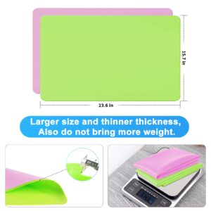 2 Pcs Crafts Silicone Mats,Large Silicone Mat 23.6"x15.7" Place Mats,Silicone Baking Mat,Non-Slip Kids Dinner Table Placemat,Silicone Mats for Kitchen Counter,for Countertop Protection(Green, Pink)