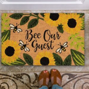 LNU Door Mat Bee Our Guest Sunflower Welcome Non-Slip Mats Funny Doormat Decor for Bathroom Kitchen Front Porch Rugs Home Decor Entrance 16 * 24in/40 * 60cm