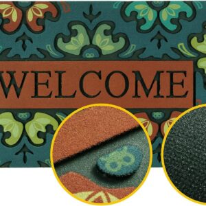 CHICHIC Door Mat Welcome Mat 18x 30 Inch Front Door Mat Outdoors for Home Entrance Outside Entry Way Doormat, Heavy Duty Non Slip Rubber Back Low Profile, Flower Welcome