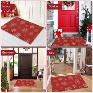 Haperlare Christmas Decorative Doormat 17x29 Snowflake Welcome Mat Merry Christmas Entrance Doormat Non Slip Doormat for Indoor Outdoor Living Room, 17" x 29"