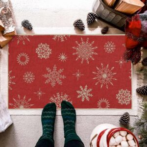 Haperlare Christmas Decorative Doormat 17x29 Snowflake Welcome Mat Merry Christmas Entrance Doormat Non Slip Doormat for Indoor Outdoor Living Room, 17" x 29"