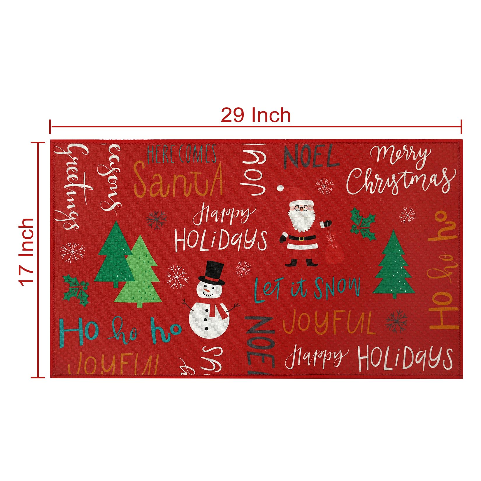 Haperlare Christmas Decorative Doormat 17x29 Snowman and Christmas Tree Welcome Mat Xmas Holiday Non-Slip Doormat for Outdoor Indoor Entrance Floor Mat, Red, 17" x 29"