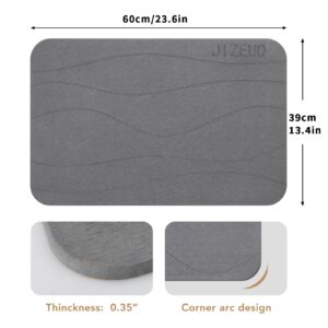 JIZEUO Stone Bath Mat, Diatomaceous Earth Shower Mat, Non-Slip Super Absorbent Quick Drying Bathroom Floor Mat，2 Pack, Grey