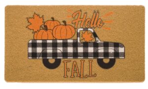 caysep welcome fall farm pumpkin truck door mats - home fall decorative doormat for outdoor entrance non slip rubber mat (pumpkin)