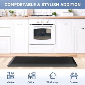 4/5 Inch Thick Kitchen Mat 【2PCS】 Anti Fatigue Mat Kitchen Rugs Kitchen Decor Non-Slip, Stain Resistant, Waterproof Kitchen Mats Desk Mat for Kitchen, Office, Workshop, Black, 17'' x 39''