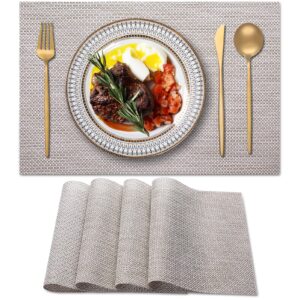 blibalaskr placemats, table mats set of 4, heat resistant place mats, non slip washable placemat, easy clean place mat for kitchen table outdoor indoor decoration (4 piece set, gold green)