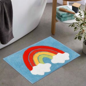 HAIWAOO Bath Mats for Bathroom, 32"×20" Non Slip Bath Rugs, Soft and Absorbent Bathroom Rugs, Machine Wash/Dry, Rugs for Tub, Shower, and Bath Room,Rainbow