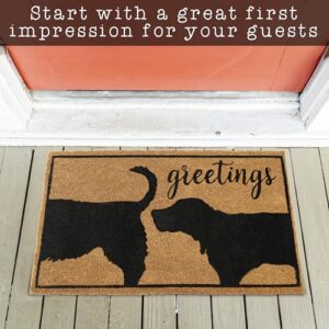 MAINEVENT Funny Dog Greetings Dog Door Mat 30x17 Inch, Funny Dog Welcome Mat, Welcome Mat Dog, Dog Front Door Mat, Dogs Welcome Coir Mat, Dogs Welcome Door Mat, Dogs Welcome Entrance Mat Doormat