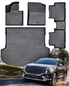 liner master® for hyundai santa fe floor mats 2023 2022 2021 (not for hybrid) 4 pcs all weather custom floor liners fit for front rear cargo, heavy duty interior accessories for hyundai santa fe