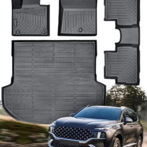 Liner Master® for Hyundai Santa Fe Floor Mats 2023 2022 2021 (Not for Hybrid) 4 PCS All Weather Custom Floor Liners Fit for Front Rear Cargo, Heavy Duty Interior Accessories for Hyundai Santa Fe