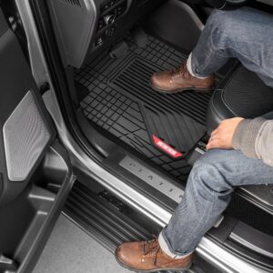 Motor Trend AdventureMax Car Floor Mats Full Set - Durable Rubber Floor Mats for Cars with Debris Capture Grooves, All Weather Interior Protection for Front and Rear with Non-Slip Backing, Black