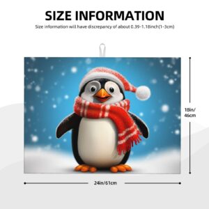 Christmas Funny Penguin Dish Drying Mat for Kitchen 18x24 inch Dish Drying Mats Super Absorbent Drying Mat for Kitchen Counter Drainer Mat Non-slip Coffee Mat Easy to Clean Kitchen Drying Mat