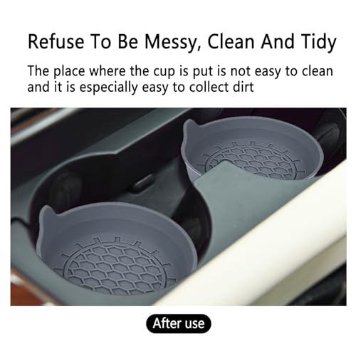 Acespeed 4-Pack Automotive Cup Holders Universal Car Cup Coaster Silicone Insulation Drink Mat Waterproof Non-Slip Sift-Proof Spill Holder Car Interior Accessories 4-Pack（Gray）