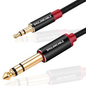 SHULIANCABLE 3.5mm to 6.35mm Stereo Audio Cable, 6.35 1/4" Male to 3.5 1/8" Male TRS Stereo Audio Cable for Guitar,iPod, Laptop, Home Theater Devices,Smartphones,and Amplifiers (15Ft/5M)