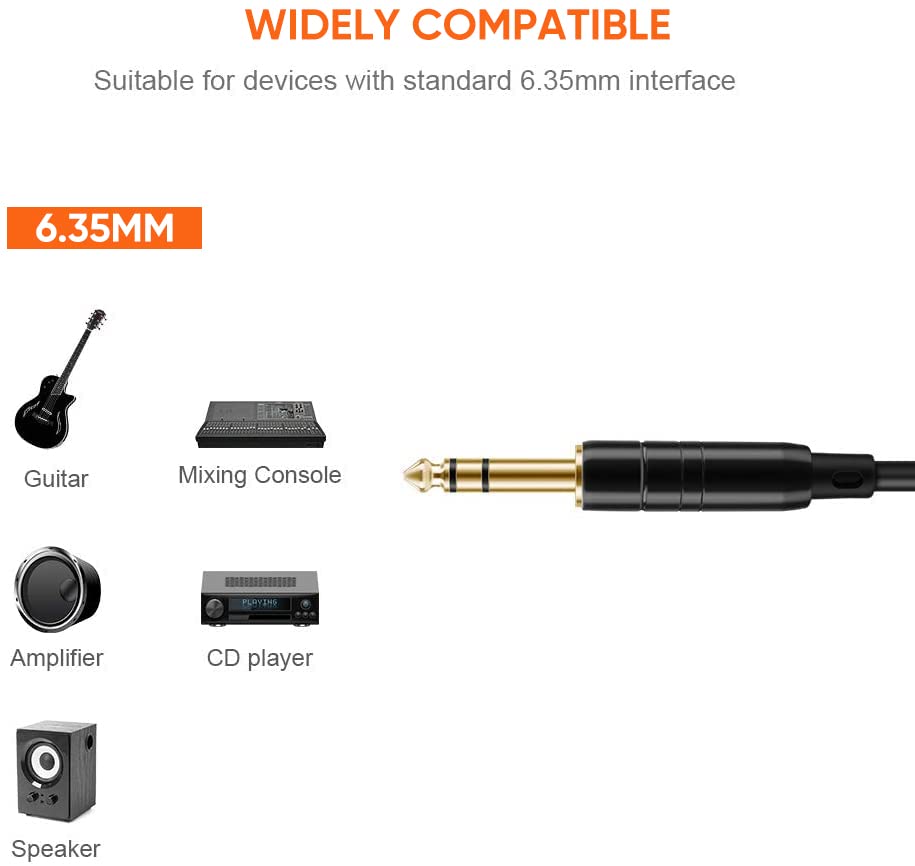 CableCreation 15 Feet 6.35mm 1/4" TRS to 6.35mm 1/4" TRS Balanced Stereo Audio Cable, Male to Male, 4.5 Meters/Black