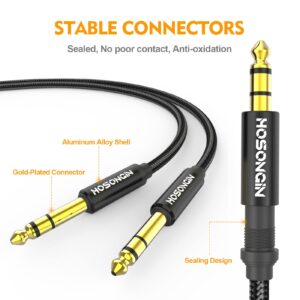 HOSONGIN 1/4 Inch TRS Instrument Cable 15ft 2-Pack [Nylon Braided Shielded], 1/4 Inch to 1/4 inch TRS Male to Male Plug Stereo Audio Cord, Quarter Inch 6.35mm Balanced Interconnect Line - 15 feet