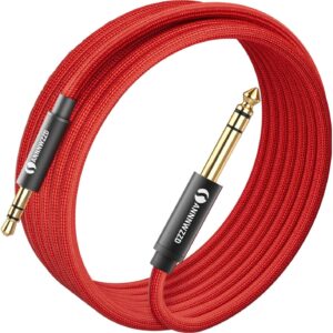 annnwzzd 1/8 to 1/4 stereo cable, 3.5mm to 1/4 cable male to male stereo jack cables for guitar, ipod, laptop, home theater devices, speaker and amplifiers 15ft/5m