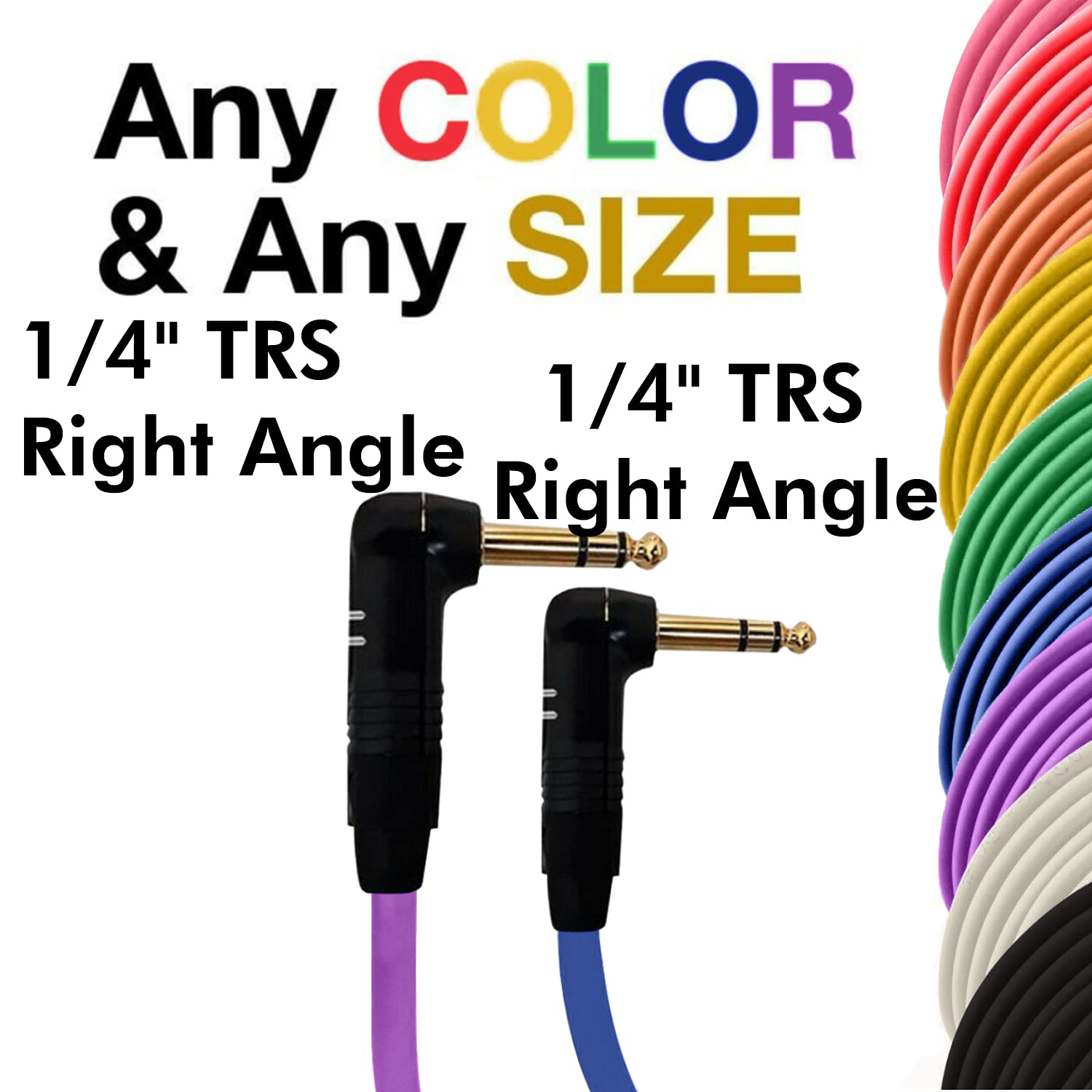 COLUBER CABLE Right Angle 1/4" TRS to Right Angle 1/4" TRS - 15 Feet - Black - Pro 3-Pin Microphone Connector for Powered Speakers, Audio Interface or Mixer for Live Performance & Recording