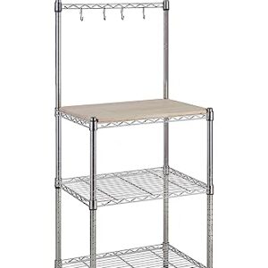 Amazon Basics Kitchen Storage Baker's Rack with Removable Top, Chrome/Beige, 18"D x 24" W x 59"H