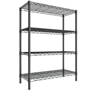 singaye 4 shelves adjustable shelf heavy duty shelf 1400lbs wire storage shelving metal organizer wire rack,black (48w x 18d x 59h)