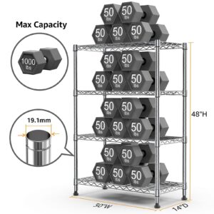 MZG Storage Shelving Steel Heavy Duty 4-Tier Utility Shelving Unit Steel Organizer Wire Rack for Home,Kitchen,Office,Chrome (13.7" D x 29.5" W x 47.2" H)