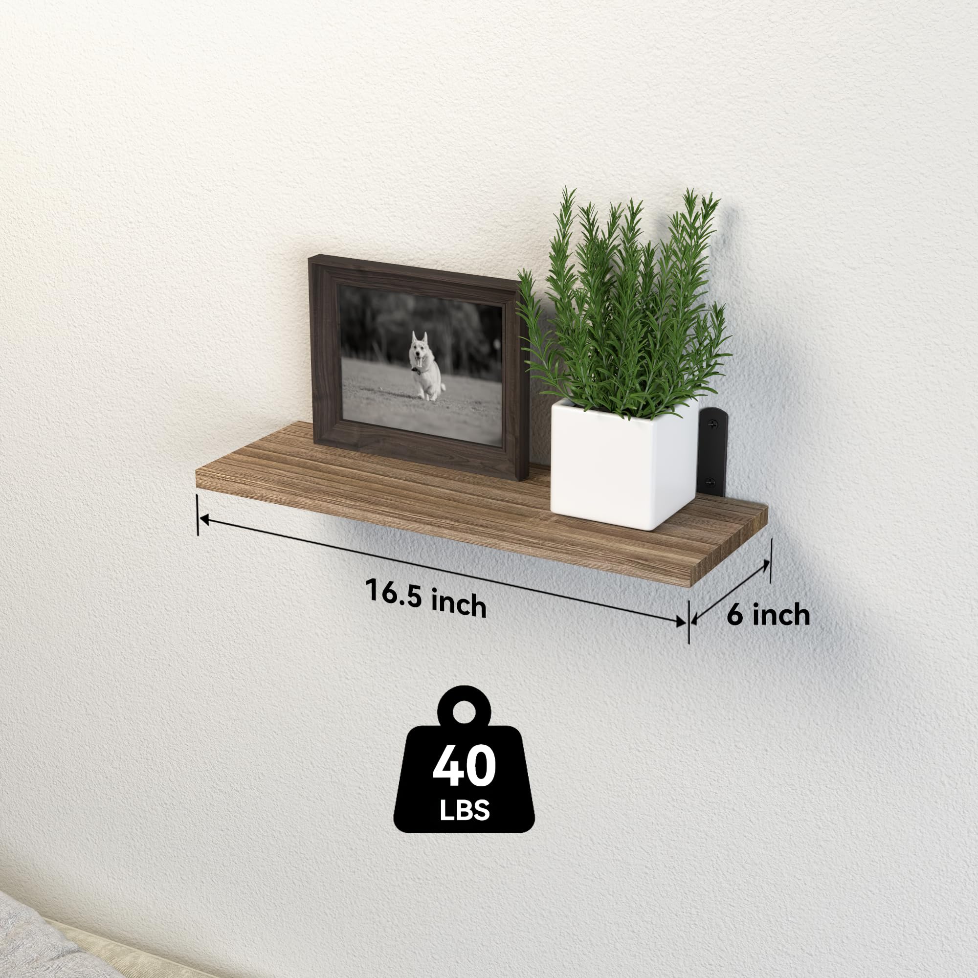 DOLLFIO Floating Shelves, 3 Sets Wall Shelves, Wooden Floating Shelves for Wall Décor, Wall Mounted Floating Bathroom Shelf for Storage, Floating Book Shelf for Bedroom, Living Room – Rustic Brown