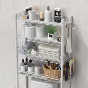 Hodonas Over The Toilet Storage, Bathroom Organizer Shelves Space Saver Over Toilet, above Toilet Storage Rack, Over-The-Toilet Storage Shelf, White