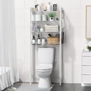 Hodonas Over The Toilet Storage, Bathroom Organizer Shelves Space Saver Over Toilet, above Toilet Storage Rack, Over-The-Toilet Storage Shelf, White