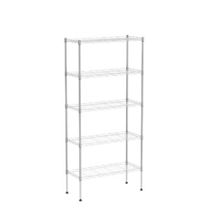 FDW 5 Tier 22L x 12W x 48H Pantry Shelves Adjustable Metal Shelves NSF Storage Rack Shelving Units for Kitchen Garage Small Places Commercial,Chrome