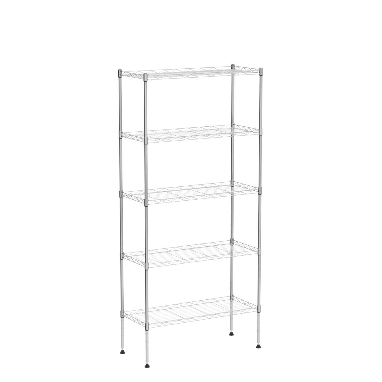 FDW 5 Tier 22L x 12W x 48H Pantry Shelves Adjustable Metal Shelves NSF Storage Rack Shelving Units for Kitchen Garage Small Places Commercial,Chrome