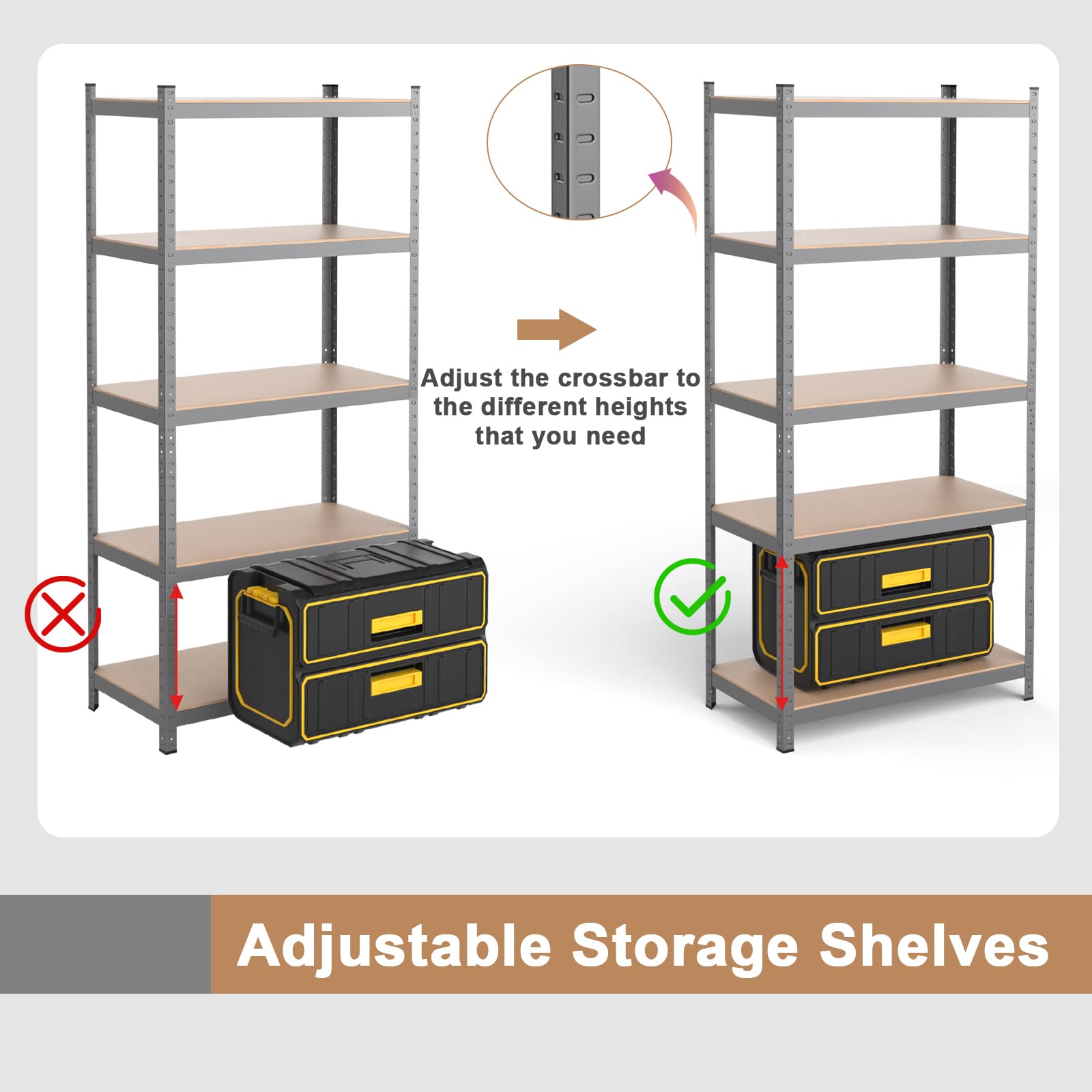 ERGOMASTER Storage Shelves Metal Garage Shelving Unit 5-Shelf Adjustable Heavy Duty Boltless Organizer Rack for Home Warehouse Pantry Office 108" W x 18" D x 72" H Grey,3Pack