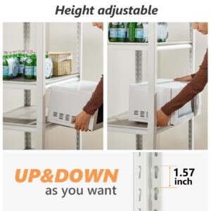 REIBII 3000LBS Garage Shelving Storage Shelves Heavy Duty Shelving Adjustable White Metal Shelving Units and Storage Racks and Shelving Garage Closet Kitchen Pantry Shelves, 60''HX24.5''WX16.5''D