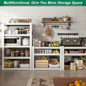 REIBII 3000LBS Garage Shelving Storage Shelves Heavy Duty Shelving Adjustable White Metal Shelving Units and Storage Racks and Shelving Garage Closet Kitchen Pantry Shelves, 60''HX24.5''WX16.5''D