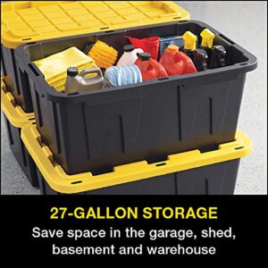 CX Black & Yellow®, Shelving Unit and Heavy Duty Storage Containers, Extremely Durable® (Shelf + 27 Gallon Container (8-Pack))