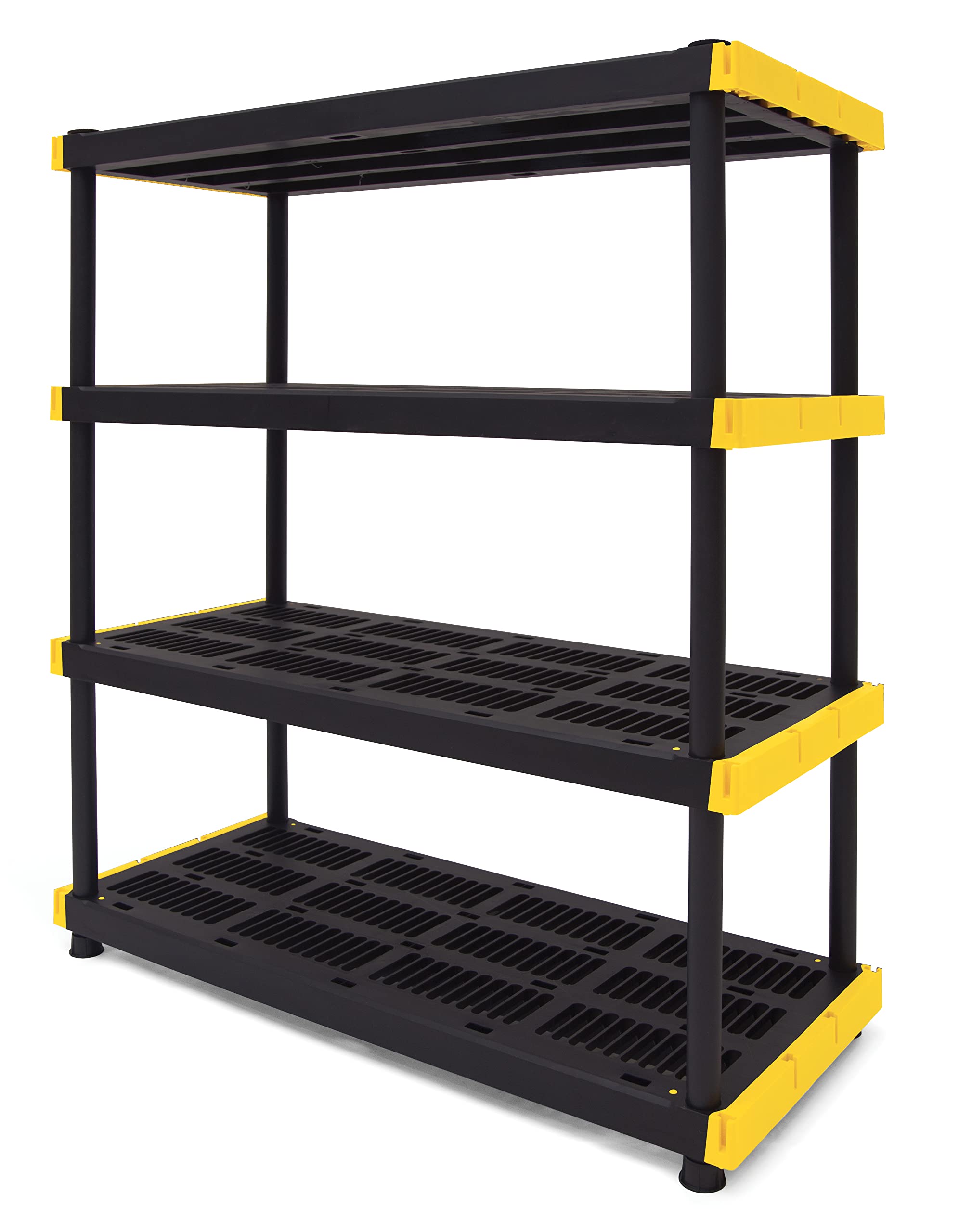 CX Black & Yellow®, Shelving Unit and Heavy Duty Storage Containers, Extremely Durable® (Shelf + 27 Gallon Container (8-Pack))