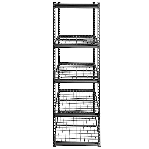 VEVOR Storage Shelving Unit, 5-Tier Adjustable, 2000 lbs Capacity, Heavy Duty Garage Shelves Metal Organizer Wire Rack, Black, 48" L x 24" W x 72" H for Kitchen Pantry Basement Bathroom Laundry Closet