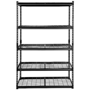 VEVOR Storage Shelving Unit, 5-Tier Adjustable, 2000 lbs Capacity, Heavy Duty Garage Shelves Metal Organizer Wire Rack, Black, 48" L x 24" W x 72" H for Kitchen Pantry Basement Bathroom Laundry Closet