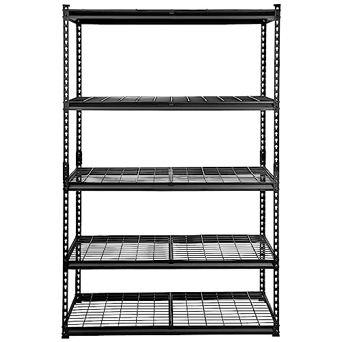 VEVOR Storage Shelving Unit, 5-Tier Adjustable, 2000 lbs Capacity, Heavy Duty Garage Shelves Metal Organizer Wire Rack, Black, 48" L x 24" W x 72" H for Kitchen Pantry Basement Bathroom Laundry Closet