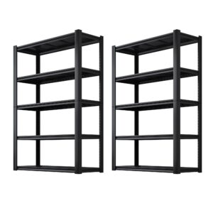 reibii garage shelving heavy duty garage storage shelves, extra large adjustable storage rack with 5-tier metal shelving unit, 2050lbs loads heavy duty shelving, easy assembly unit shelf, 2 pack