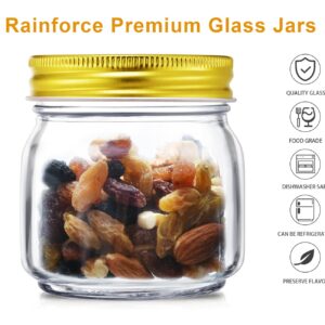 Rainforce Mason Jars 8 oz 30 Pack- Small Mason Jars With Gold Lids -1/4 Quart Canning Jars| Storage Pickling Jars For Jelly, Jam, Honey, Pickles - Spice Glass Jars - With 30 Chalkboard Labels