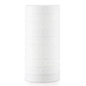 [10 Pack] WIDE Mouth Mason Jar Lids for Ball, Kerr and More - White Plastic Storage Caps for Mason/Canning Jars - Leak-Proof