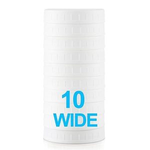 [10 Pack] WIDE Mouth Mason Jar Lids for Ball, Kerr and More - White Plastic Storage Caps for Mason/Canning Jars - Leak-Proof