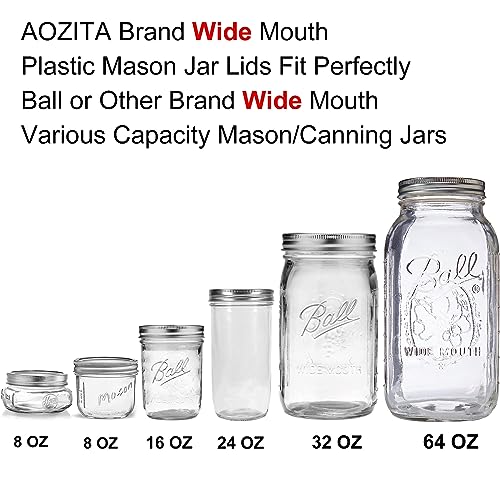 [10 Pack] WIDE Mouth Mason Jar Lids for Ball, Kerr and More - White Plastic Storage Caps for Mason/Canning Jars - Leak-Proof