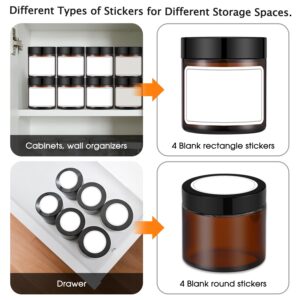 4 oz Small Glass Containers with Lids, Tecohouse 2 Pack Amber Glass Jars with Black Lids & Inner Liners, Mini Travel Toiletries Container for Slime, Makeup, Cream, Lotion, Cosmetic