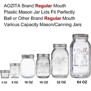 AOZITA 10 Pack REGULAR Mouth Mason Jar Lids for Ball, Kerr and More - White Plastic Storage Caps for Mason/Canning Jars - Leak-Proof