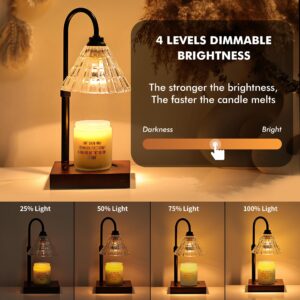 SerenGlow Candle Warmer Lamp with 2 * 50W Bulbs, Electric Candle Lamp with 2H/4H/8H Timer, Dimmable Candle Warming Lamp with Oak Base, Height Adjustable Wax Warmer Lamp for Jar Candles (Black-A)