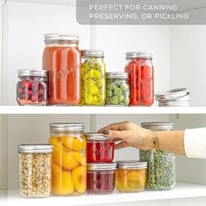 8 Oz Mason Jars With Lids, Labels and Measures! 6-Pack Wide Mouth Glass Jar with Lid and Band. Airtight Canning Jars, Overnight Oats Jars, Salad Jars, Sourdough Starter Jar