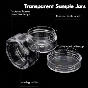 3 Gram Sample Containers with Lids, 50 Count Clear Sample Jars, Empty Lip Balm Containers, Mini Cosmetic Containers with Lids, Makeup Travel Containers with Labels, Mini Disposable Spatulas