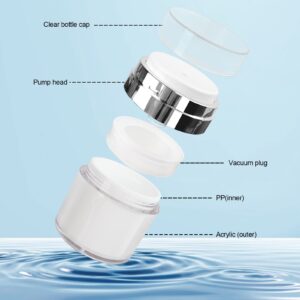 Airless Pump Jar - 0.5 Oz Air Pump Container for Cream, Pump Moisturizer Drunk Elephant Container, Empty Cream Subpackage Jar Vacuum Bottle Dispenser for Skincare Makeup Lotion