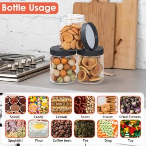 NOIRUC-CZ Jars with Lids, 48pcs 8 oz Plastic Containers with Lids Pen Labels Leak Proof BPA Free Airtight Refillable Clear Small Containers Storage Jars for Storing Dry Food Makeup Slime Honey Jam